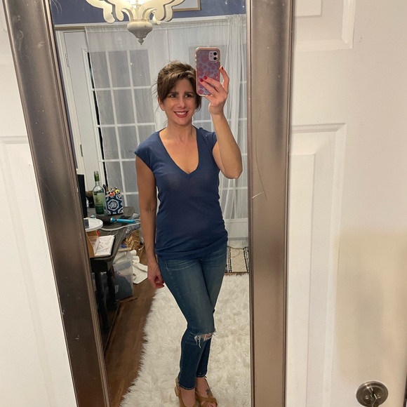 BCBGMAXAZRIA Silk Blend Turquoise Blue Sleeveless Cowl Neck Sweater Top XS - Picture 9 of 12